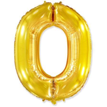 Воздушный шар из фольги. Цифра 0, Золото (40''/102 см, ESP)