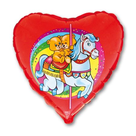 Воздушный шар из фольги. Медвежата на карусели (18''/46 см, ESP)