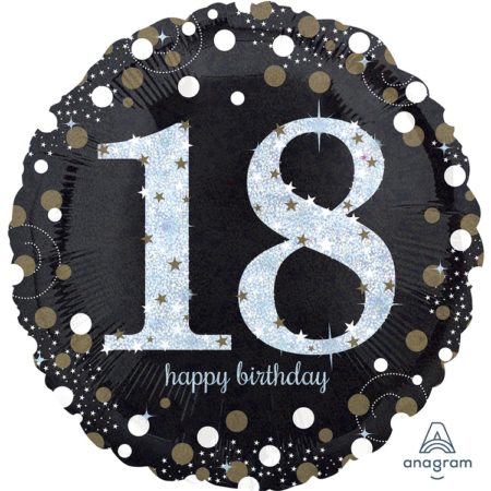 Воздушный шар из фольги. Круг. 18, Happy Birthday, Sparkling, gold (18”/46 см, USA)