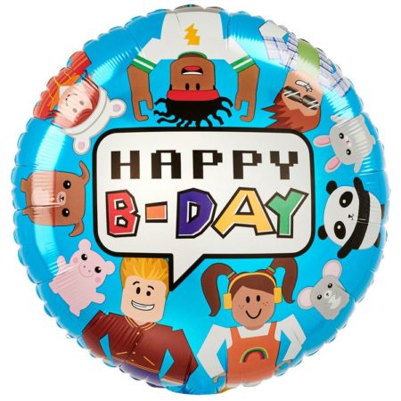 Воздушный шар из фольги. Круг. HB Party Блоки Виртуальный мир S40 (18”/46 см, USA)