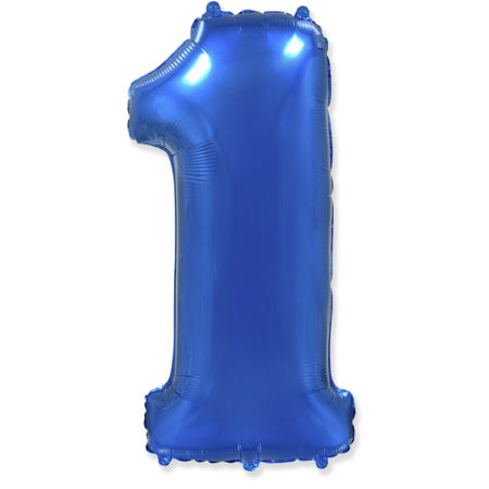 Воздушный шар из фольги. Цифра 1, Синий (40''/102 см, ESP)