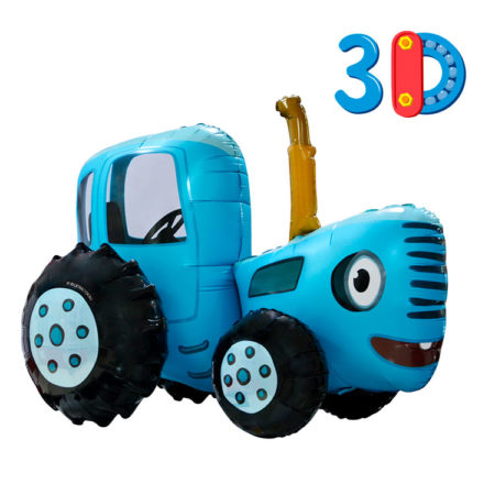 Воздушный шар из фольги. Фигура, Синий Трактор 3D (28''/71 см, CHN)