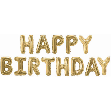 Набор шаров-букв (16''/41 см, CHN) Мини-Надпись "Happy Birthday", Золото