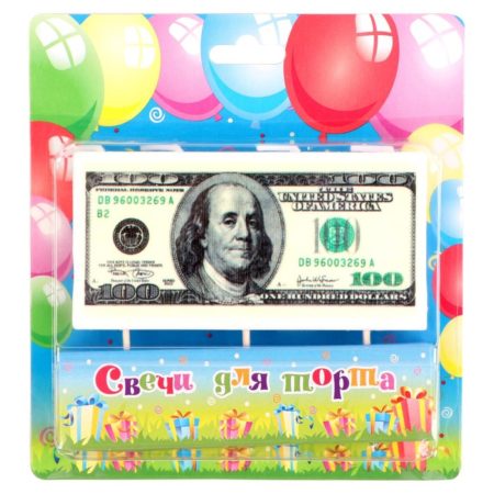 Свеча Фигура, 100 Долларов, 1,2*11 см, 1 шт.