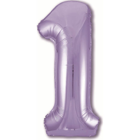 Воздушный шар из фольги. Цифра 1, Сиреневый, Slim (40''/102 см, RUS)
