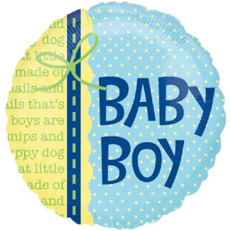 Воздушный шар из фольги. Круг. BABY BOY/ Мальчик Малыш S40 (18”/46 см, USA)