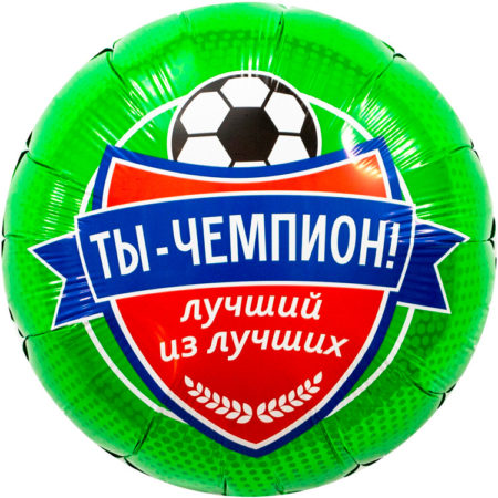 Воздушный шар из фольги. Круг, Футбол, Ты Чемпион! (18''/46 см, RUS)