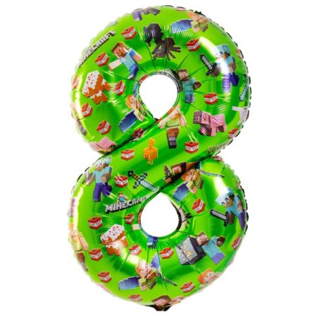 Воздушный шар из фольги. Цифра 8, Пиксели 2, Зеленый (40»/102 см, CHN)