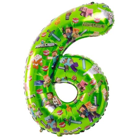 Воздушный шар из фольги. Цифра 6, Пиксели 2, Зеленый (40»/102 см, CHN)