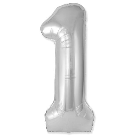 Воздушный шар из фольги. Цифра 1, Slim, Серебро (40''/102 см, ESP)